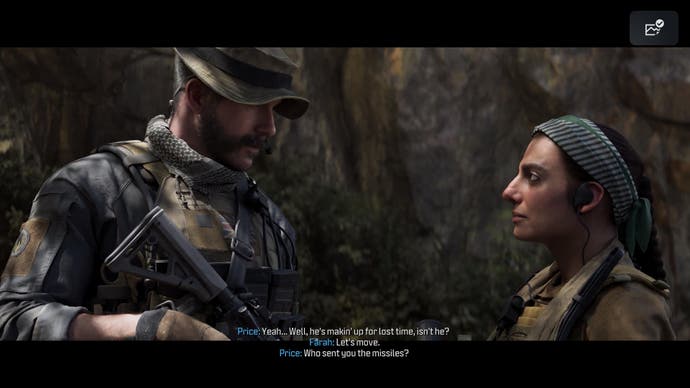 modern warfare 3 screenshot of Price and Farah talking in a forest