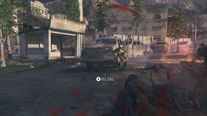 modern warfare 3 zombies mcw aiming at enemy mercenary near merc convoy