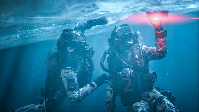 Two SAS agents underwater in 2023's Call of Duty Modern Warfare 3