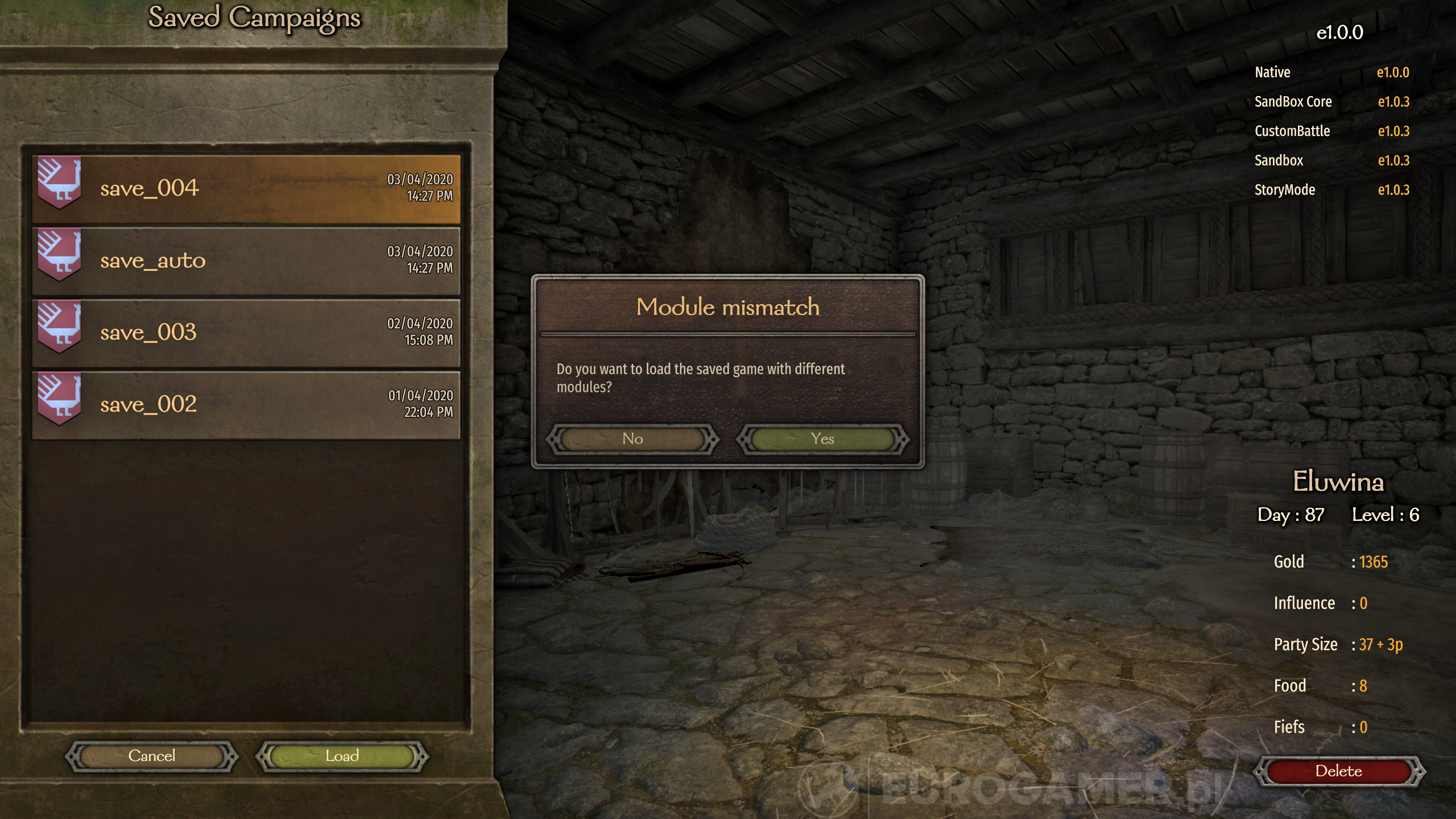 Mount & Blade 2 module mismatch, co to znaczy Eurogamer.pl