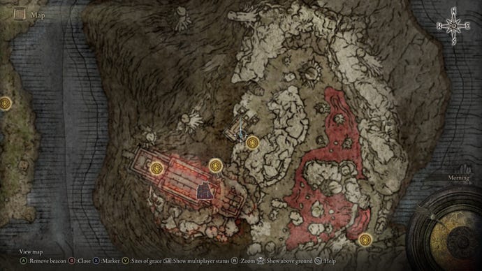 The location of the Mohgwyn Palace map fragment in Elden Ring