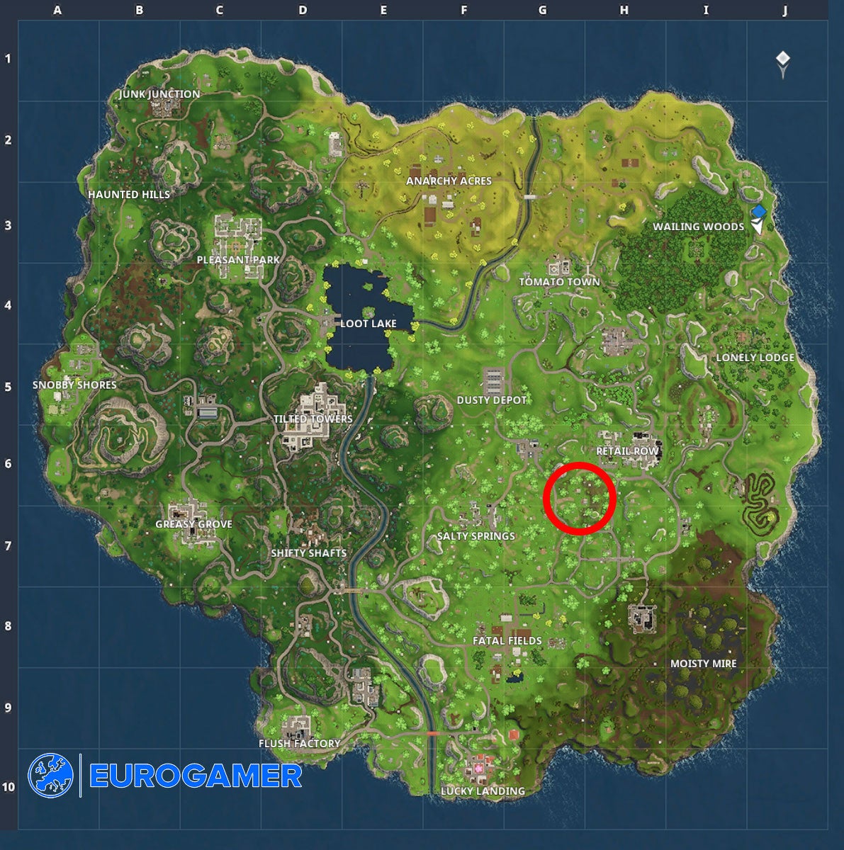 Fortnite Moisty Mire treasure map location Eurogamer