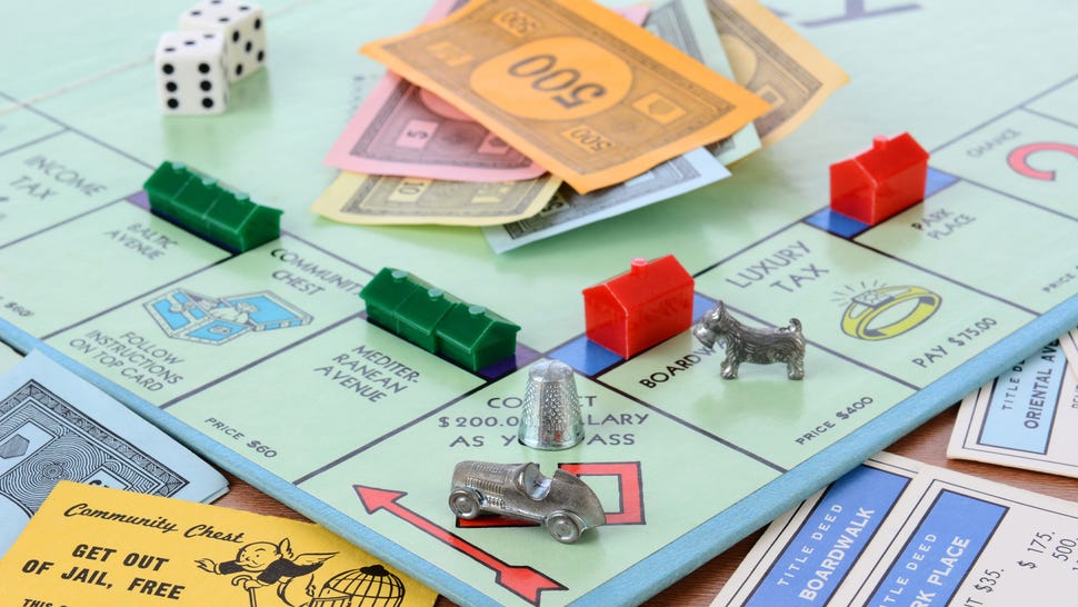 Monopoly board game gameplay close-up