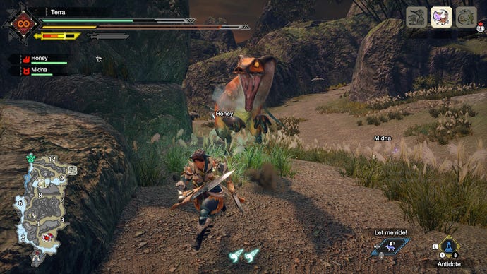 A Great Wroggi attacks the player in Monster Hunter Rise.