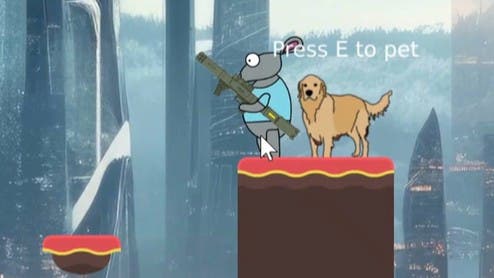 Snímka obrazovky z 3. sezóny Monster Sniper zobrazuje psa s výzvou na domáce zvieratko