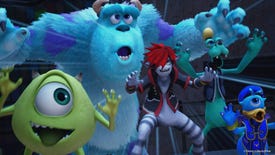 Mike and Sully roar with spooky versions of Donald and Goofy.
