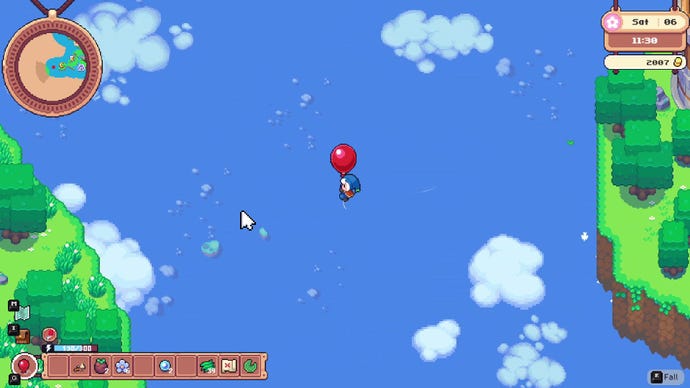 Travelling between islands by holding a balloon in Moonstone Island