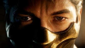 The eyes of Scorpion in a Mortal Kombat 1 screenshot.