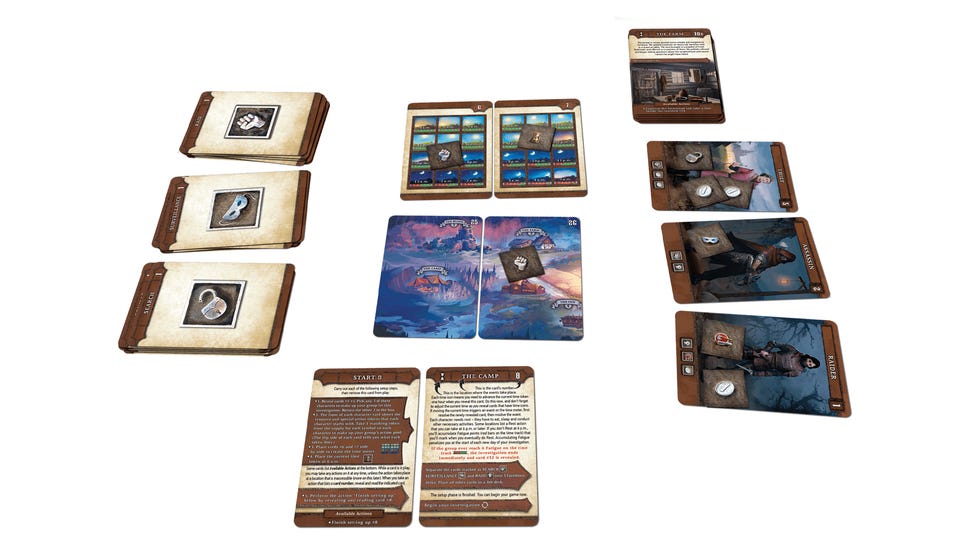 An image of components for Mortum: Medieval Detective.