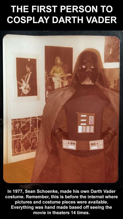 Sean Shoenke in his Darth Vader cosplay from 1977, courtesy of StarWars.com