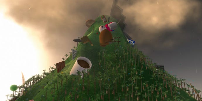 Mountain game screenshot of mountain covered in items