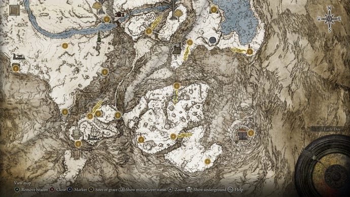 The location of the Mountaintops of the Giants East map fragment in Elden Ring