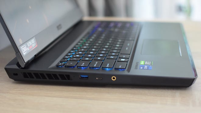 A photo of the MSI GE76 Raider gaming laptop's left side ports.