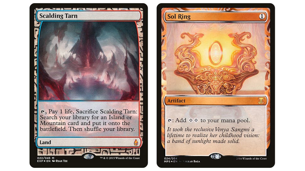 An image of the Magic: The Gathering Zendikar Expedition and Kaladesh Inventions cards
