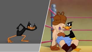 Custom header with fan-made MultiVersus Daffy animation and old cartoon footage.