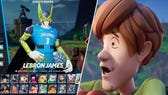 Multiversus custom header with Shocked shaggy face and cell lebron james
