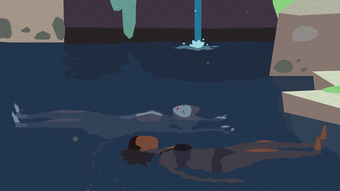 Swimming with Miu in a Mutazione screenshot.