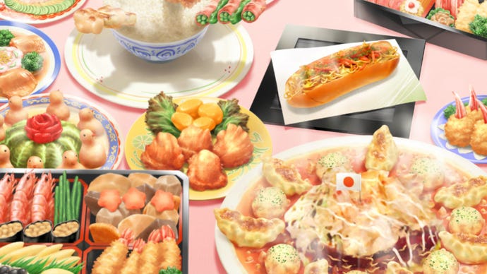 A spread of delicious food in Muv-Luv