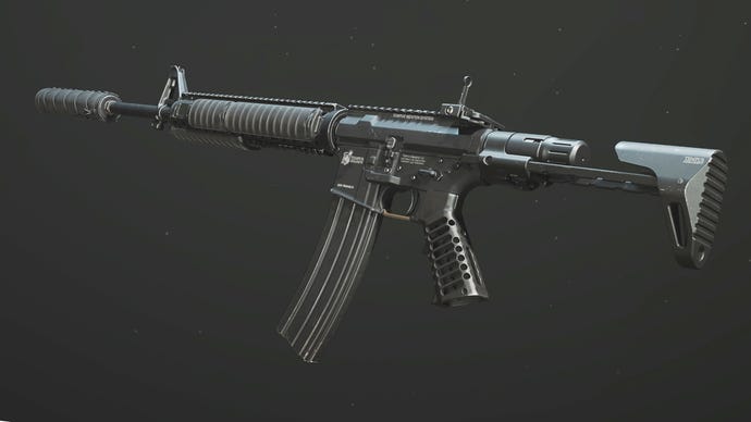 A close-up of the M4 Assault Rifle in Modern Warfare 3.