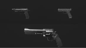 mw3 - The Renneti pistol is in the top left corner, the COR-45 Pistol is in the top left corner and The Basilisk pistol is beneath the two on an all black background.