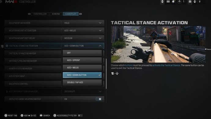 mw3 tactical stance activation options in gameplay settings menu