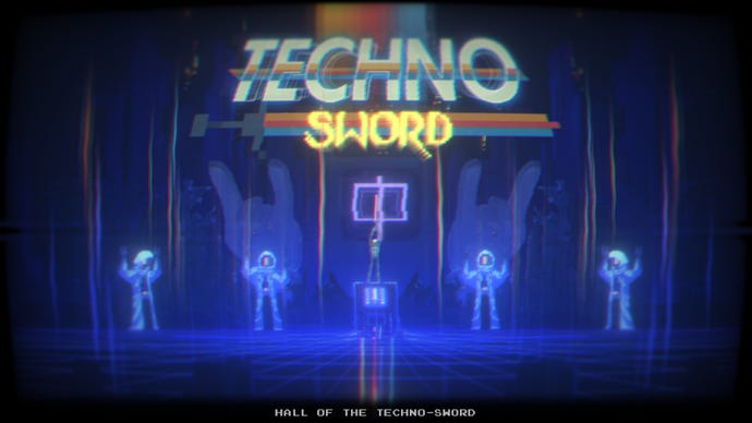Narita Boy pulls the Techno Sword out of the TV