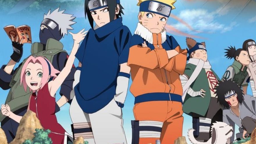 Artwork showing different Naruto characters which celebrates the anime's 20th anniversary.