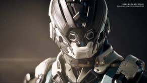 A person wearing a full body suit of futuristic armour