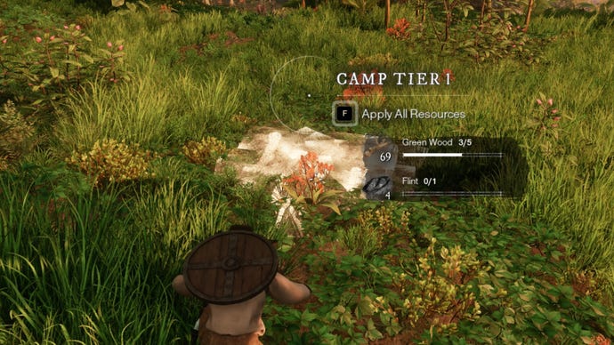 A player building a Camp in New World.