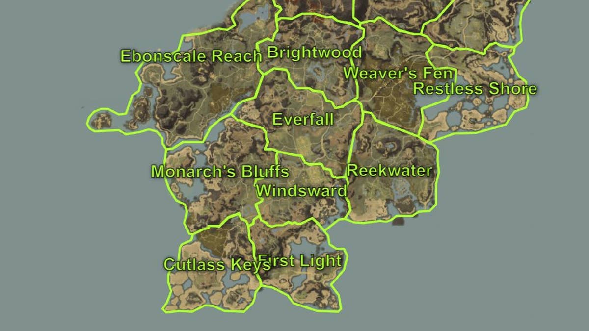 Monarch's Bluffs Map for New World MMO