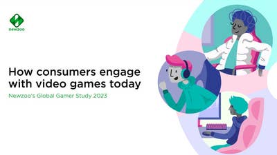 Header image from Newzoo report titled "How consumers engage with video games today"

On the right are cartoons of three people playing games in different ways.