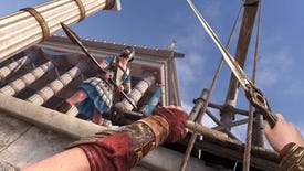The player clasps a ledge in Assassin's Creed Nexus