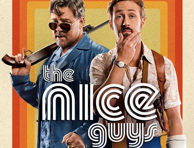 Cropped The Nice Guys poster featuring Russell Crowe and Ryan Gosling