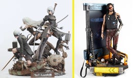 An inheritance from a long-lost relative demands you live surrounded by Nier: Automata or Cyberpunk 2077 statues