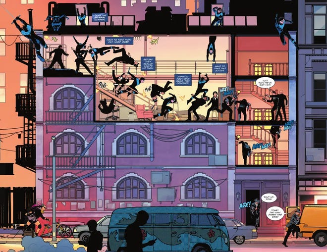 Nightwing enters his apartment in a single sequence