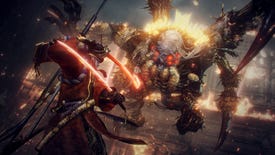 Fighting an awful spider demon in a Nioh 2 screenshot.