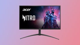 acer nitro xv275k p3 gaming monitor on a gradient background