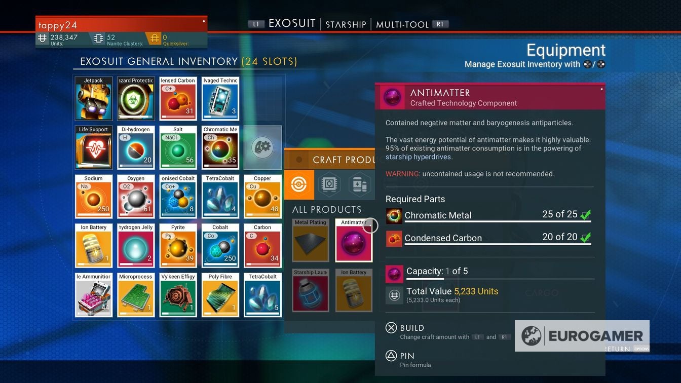 No Man's Sky Antimatter how to get Antimatter, find Antimatter recipe