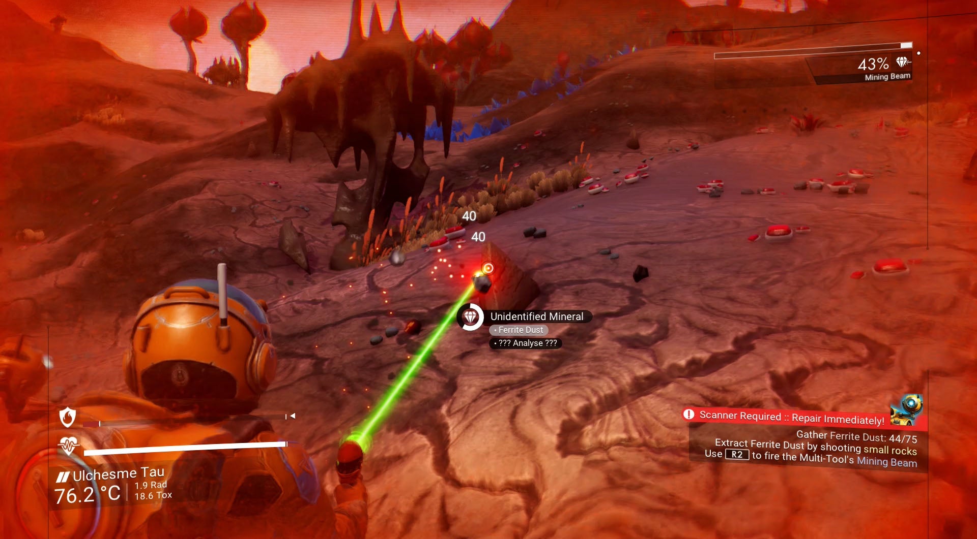 No Man's Sky ship repairs Hermetic Seal, Pure Ferrite, Dihydrogen