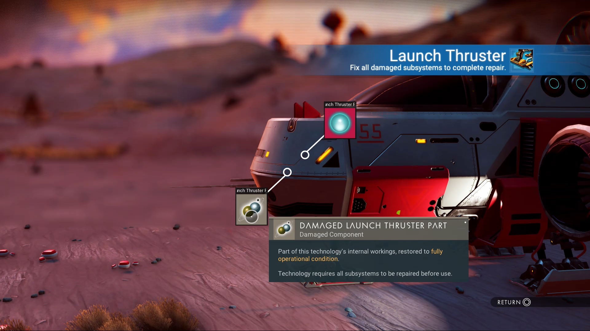 No Man's Sky ship repairs Hermetic Seal, Pure Ferrite, Dihydrogen Jelly and Metal Plating
