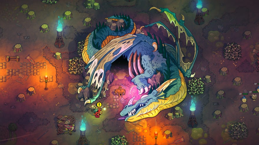 A dead dragon in a Nobody Saves The World screenshot.