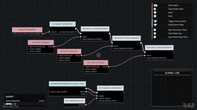 Ein Screenshot eines Diagramms der KI-Aktionen und Auslöser der neuen Forge-KI-Tools von Halo Infinite