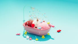A bathtub and shower full of ice cream in Nour: Play With Your Food