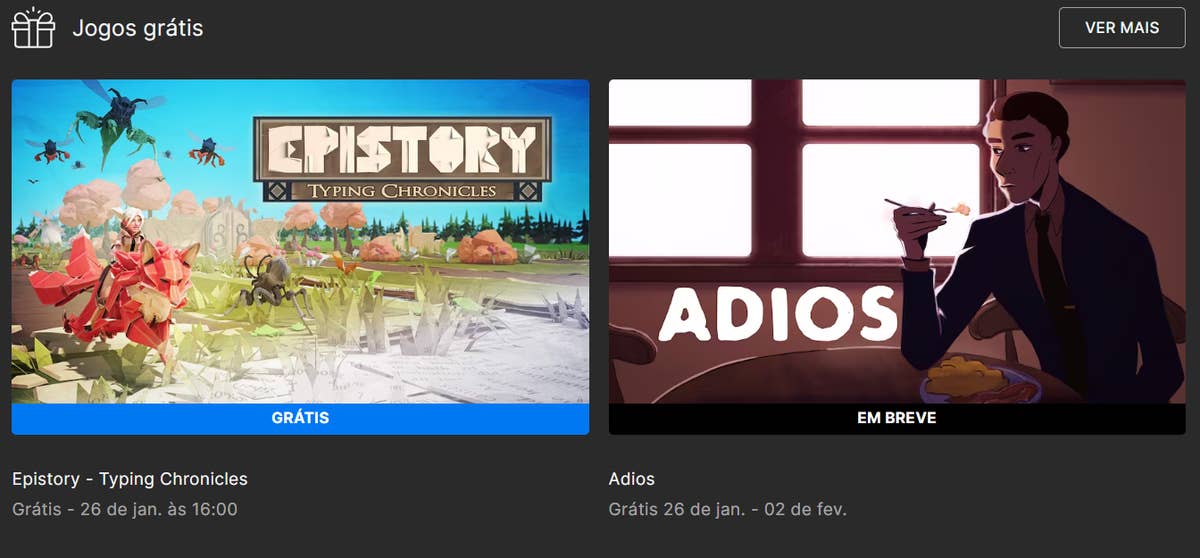 Epic Games Store com novo jogo gratuito