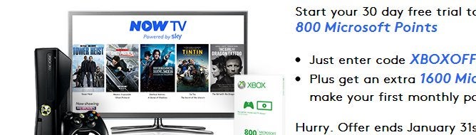 Get 800 MS Points for trying Now TV | VG247