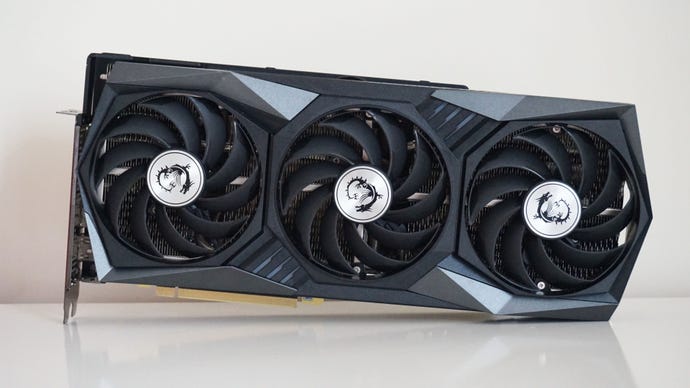 A face on photo of the MSI GeForce RTX 3060 Gaming X Trio graphics card