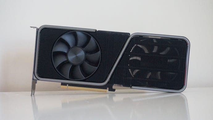 A photo of Nvidia's GeForce RTX 3070 Ti Founders Edition graphics card