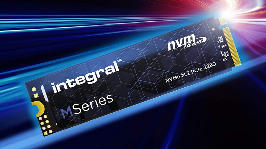 an integral m-series nvme ssd, shown against a starfield background