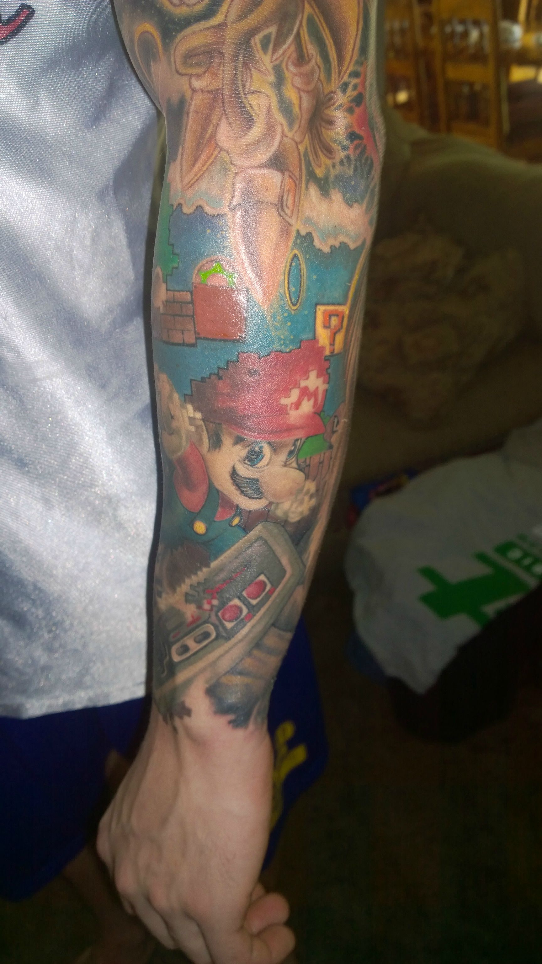 23 Insanely Intricate Leg Sleeve Tattoos  Mario tattoo Sleeve tattoos  Pixel tattoo