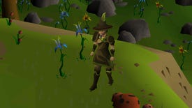 A screenshot of a player in Old School RuneScape, which has primitive 3D graphics.